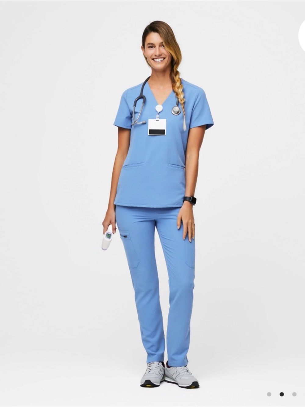 Figs Classic Women's Medical Scrub Pants and Top Set - Light Blue